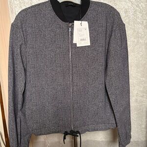 Theory crop Zip Anorak Hounds Ponte black white color Bomber Jacket size S NWT